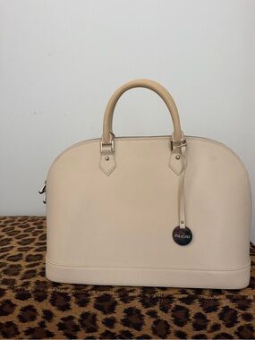 Pulicati Cream Dome Satchel with Top Handles